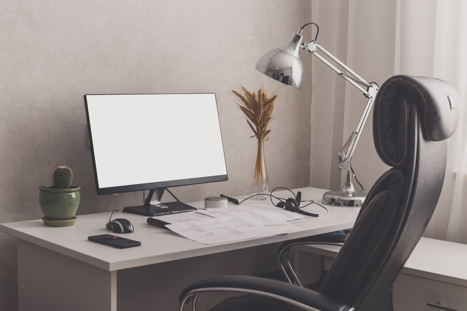 modern stylish home office workplace white black 2023 11 27 05 20 17 utc