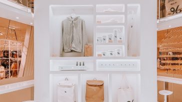 merchandise in modern minimal futuristic cafe 8jnzzen