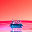 A striking capture of a water droplet splash with vivid colors and intricate patterns.